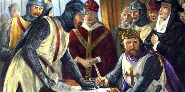 King John signing Magna Carta, June 15, 1215 A.D.
