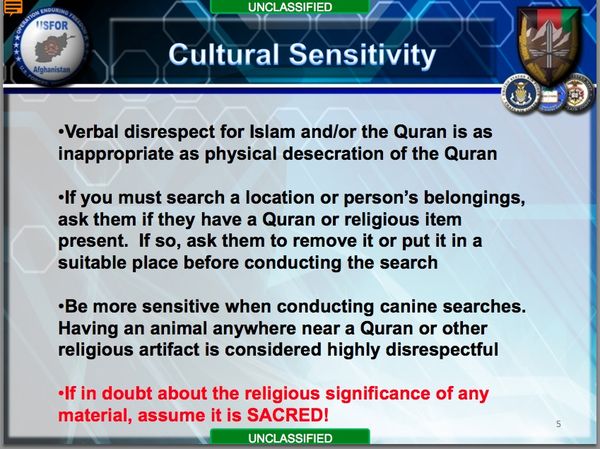 US MILITARY crap rules about Muslim sensitivities